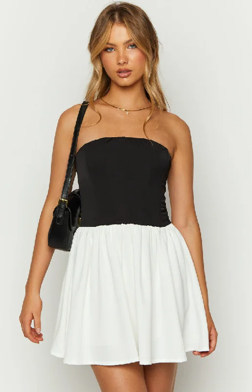 Printed mini dresses for a casual day outDraven Black And White Corset Mini Dress