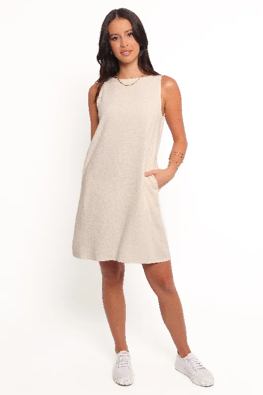 Mini dresses with cold - shoulder designsEnzo Mini Dress - Oatmeal