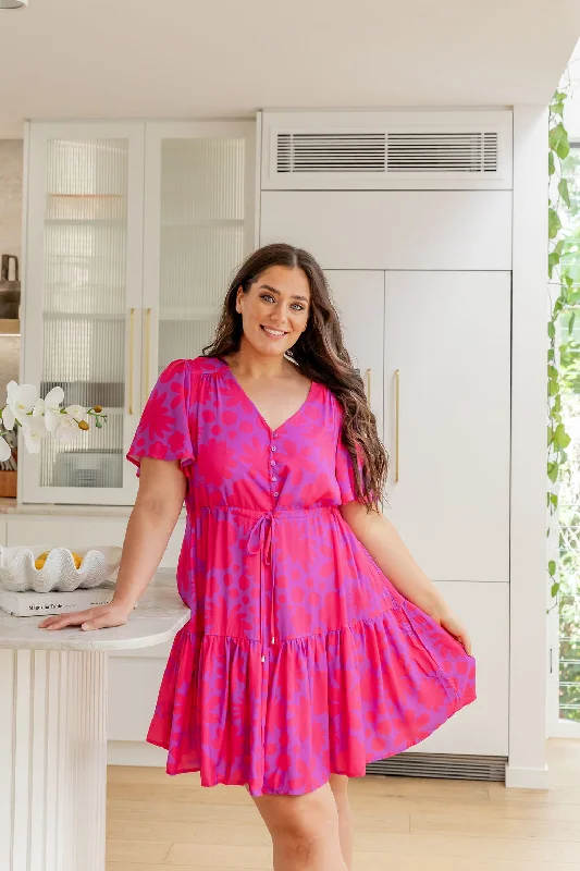 Mini dresses with V - necklines for a flattering shapeEsmae Dress in Summer Floral by Kasey Rainbow Mini dresses with V - necklines for a flattering shapeEsmae Dress in Summer Floral by Kasey Rainbow