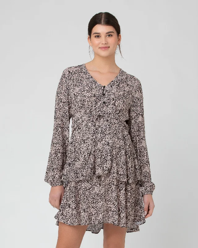 Mini dresses with pom - pom trims for a playful feelFlorence Layered Dress Black / Dusty Pink Mini dresses with pom - pom trims for a playful feelFlorence Layered Dress Black / Dusty Pink