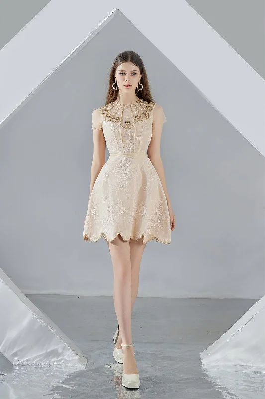 Mini dresses with belted waists for a defined silhouetteFreyja A-line Short Sleeved Organza Mini Dress Mini dresses with belted waists for a defined silhouetteFreyja A-line Short Sleeved Organza Mini Dress