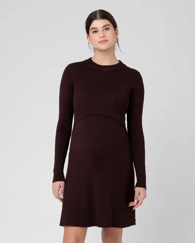Metallic mini dresses for a glamorous eventHailey Rib Knit Nursing Dress Chocolate