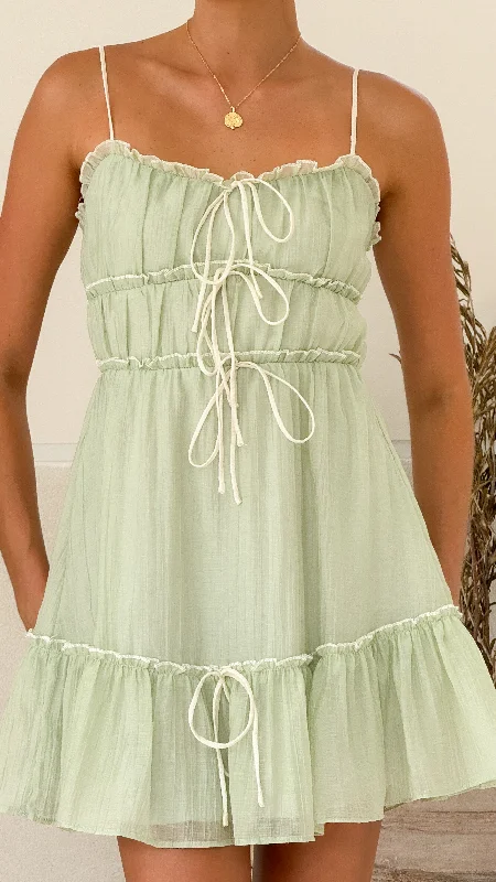 Mini dresses with button - down frontsHalo Mini Dress - Sage