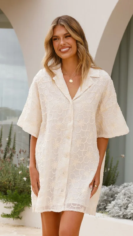 Mini dresses with criss - cross backs for a flirty lookJafari Mini Dress - Oat