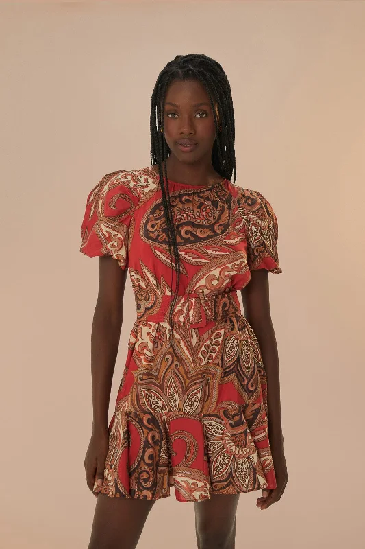 Mini dresses with empire waists for a flattering fitLeopard Paisley Burgundy Mini Dress