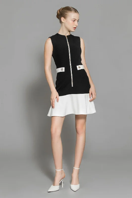 Mini dresses with ruched bodices for a feminine touchNellie Drop Waist Sleeveless Wool Mini Dress