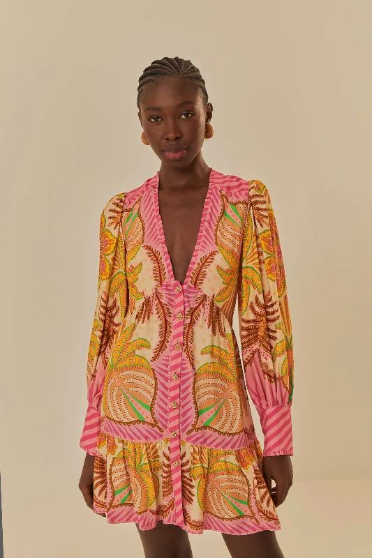 Mini dresses with geometric prints for a modern aestheticSand Palm Scarf Mini Dress