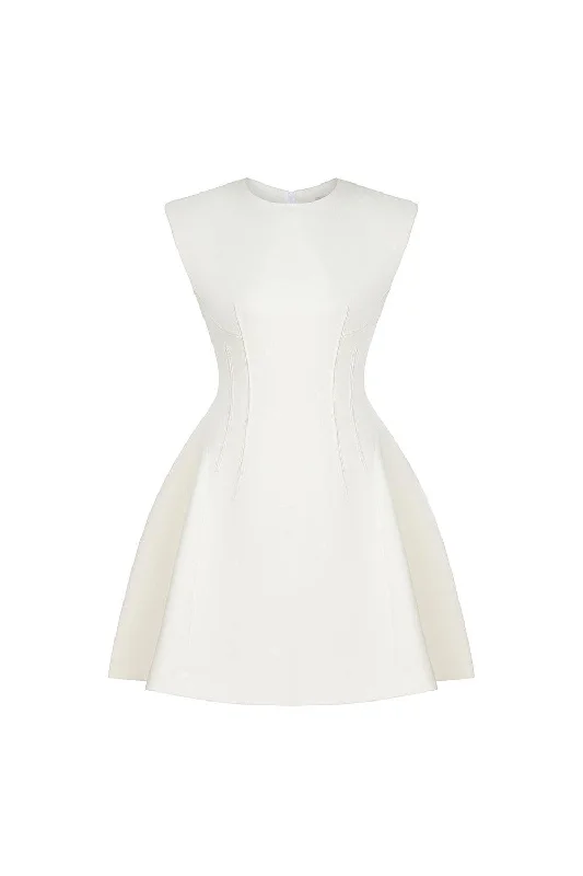 Velvet mini dresses for autumn weddingsPeony Fit and Flare Round Neck Cotton Blend Mini Dress