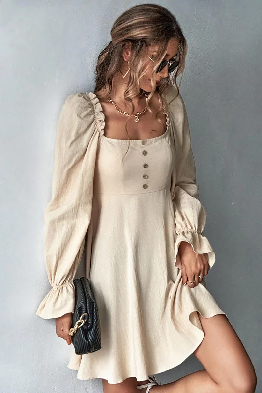 Mini dresses with side slits for a sexy appealPuff Sleeve A-Line Mini Dress