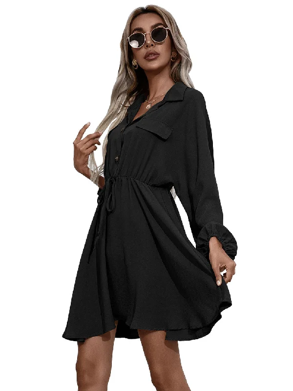 Polyester mini dresses for easy careRemy Cotton Pocketed Shirt Dress - Ink - FINAL SALE
