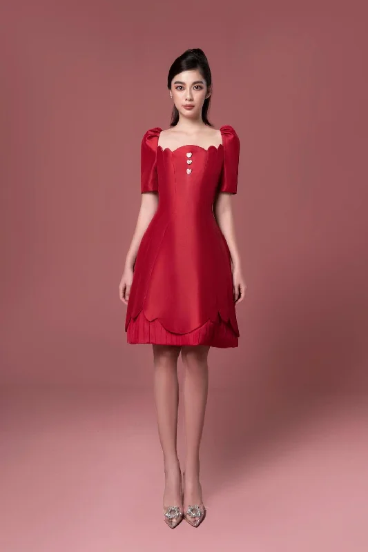 Mini dresses with high - low hems for a modern twistRosa A-line Short Sleeved Taffeta Mini Dress Mini dresses with high - low hems for a modern twistRosa A-line Short Sleeved Taffeta Mini Dress