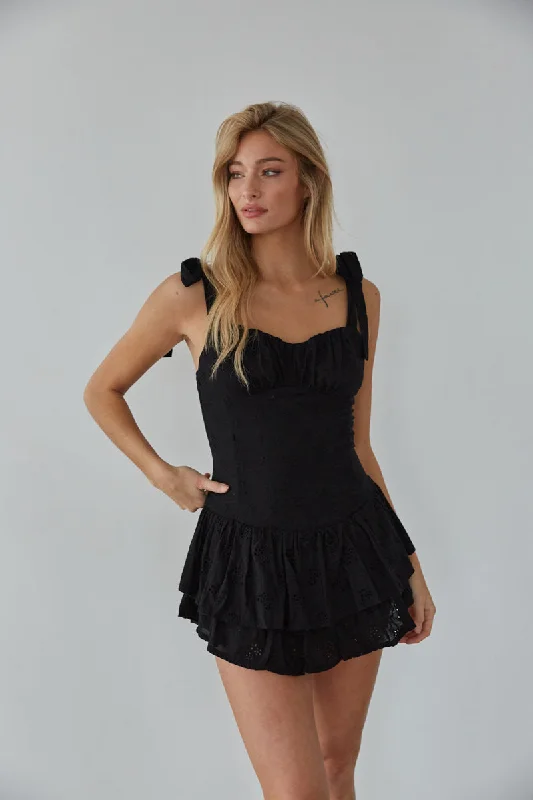 Mini dresses with cold - shoulder designsSabrina Eyelet Lace Romper