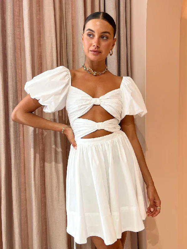 Mini dresses with fringe for a bohemian styleSonya Zuri Mini Dress in White