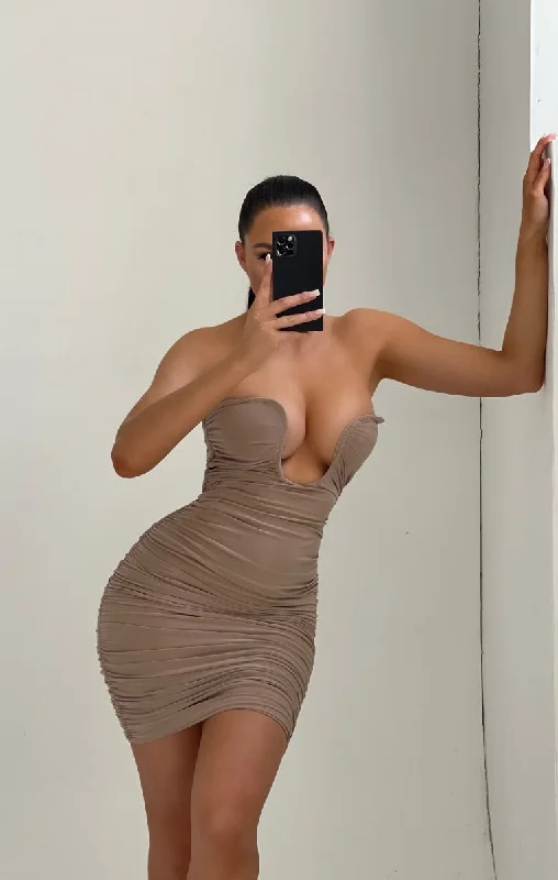 Plaid mini dresses for fall fashionStone Strapless Ruched Plunge Bodycon Mini Dress - Ampika Plaid mini dresses for fall fashionStone Strapless Ruched Plunge Bodycon Mini Dress - Ampika