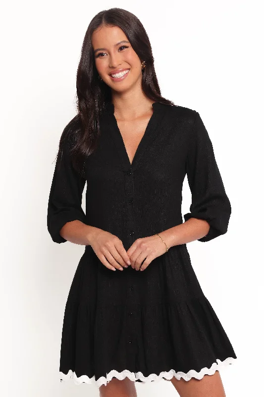 Linen mini dresses for a breathable summer optionTala Mini Dress - Black/White