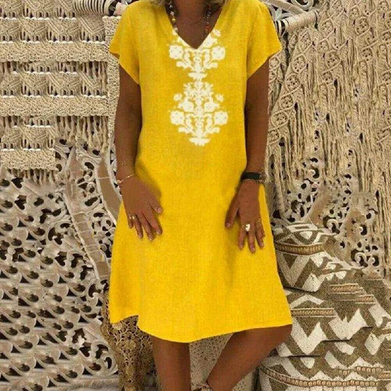 Animal print mini dresses for a bold statementFashionSierra - Women Ladies Summer Holiday Short Sleeve Boho Dress Print Party Casual Kaftan Short Mini Dress Sundress Plus Size