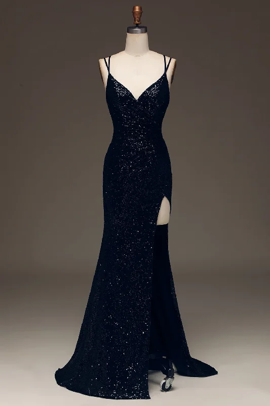 Long - cocktail dresses with a slit and a fitted bodiceBlack Sparkly Sequin Mermaid Long Prom Dress With Slit Long - cocktail dresses with a slit and a fitted bodiceBlack Sparkly Sequin Mermaid Long Prom Dress With Slit