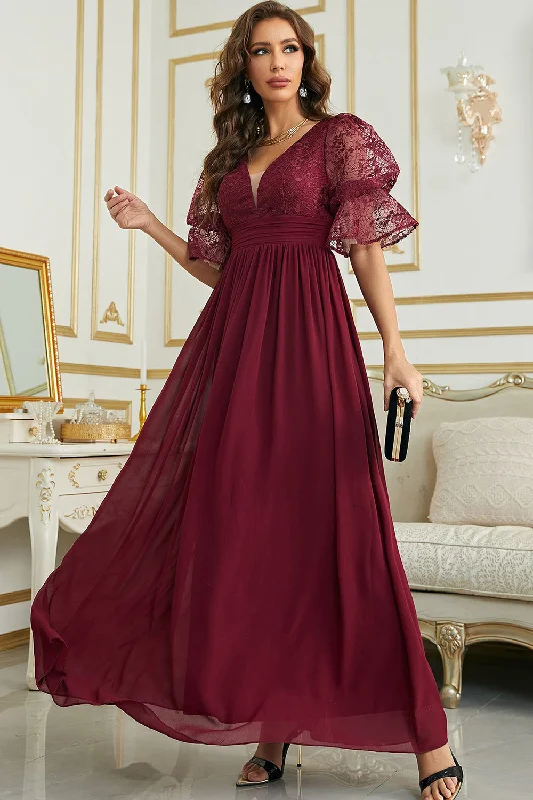 Strapless wedding guest dresses with rhinestone - studded bodicesBurgundy Chiffon Bridesmaid Dress with Lace Strapless wedding guest dresses with rhinestone - studded bodicesBurgundy Chiffon Bridesmaid Dress with Lace