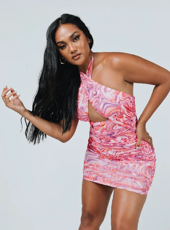Bodycon dress with a high - low hem for a trendy look​Christoph Mini Dress Pink