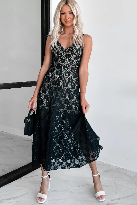 Embroidered wedding guest dresses in earthy tones for a rustic weddingExceedingly Elegant Lace Midi Dress (Black) Embroidered wedding guest dresses in earthy tones for a rustic weddingExceedingly Elegant Lace Midi Dress (Black)