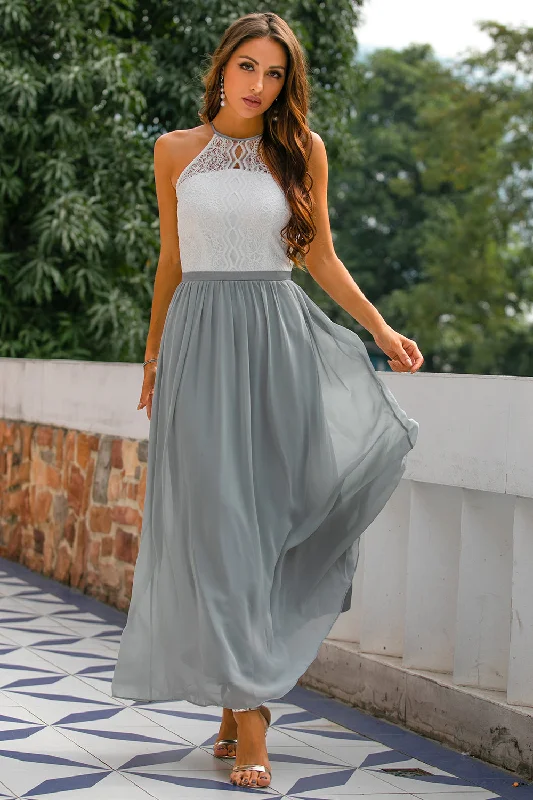 Long - sleeved wedding guest dresses in velvet for a winter weddingGrey Open Back Long Formal Dress Long - sleeved wedding guest dresses in velvet for a winter weddingGrey Open Back Long Formal Dress