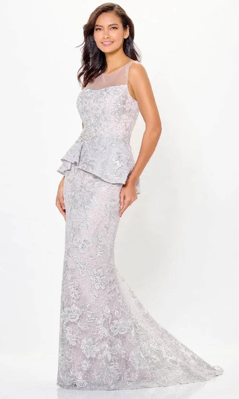 Polka - dot - printed wedding guest dresses with short sleevesIvonne D ID6206 - Lace Peplum Evening Gown