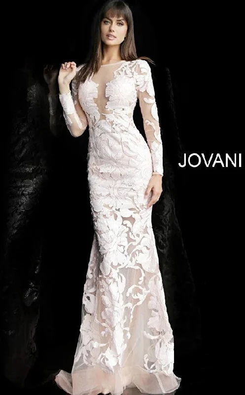 Bodycon dress with a bow accent​Jovani 60285 Formal Long Sleeve Evening Dress