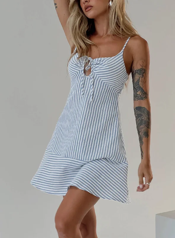 Geometric - printed cocktail dresses with a long - sleeve optionKearns Mini Dress Blue Stripe Geometric - printed cocktail dresses with a long - sleeve optionKearns Mini Dress Blue Stripe