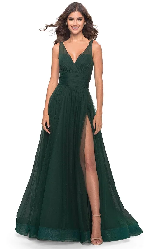 La Femme 31149 - Ruched A-line Tulle Long Dress