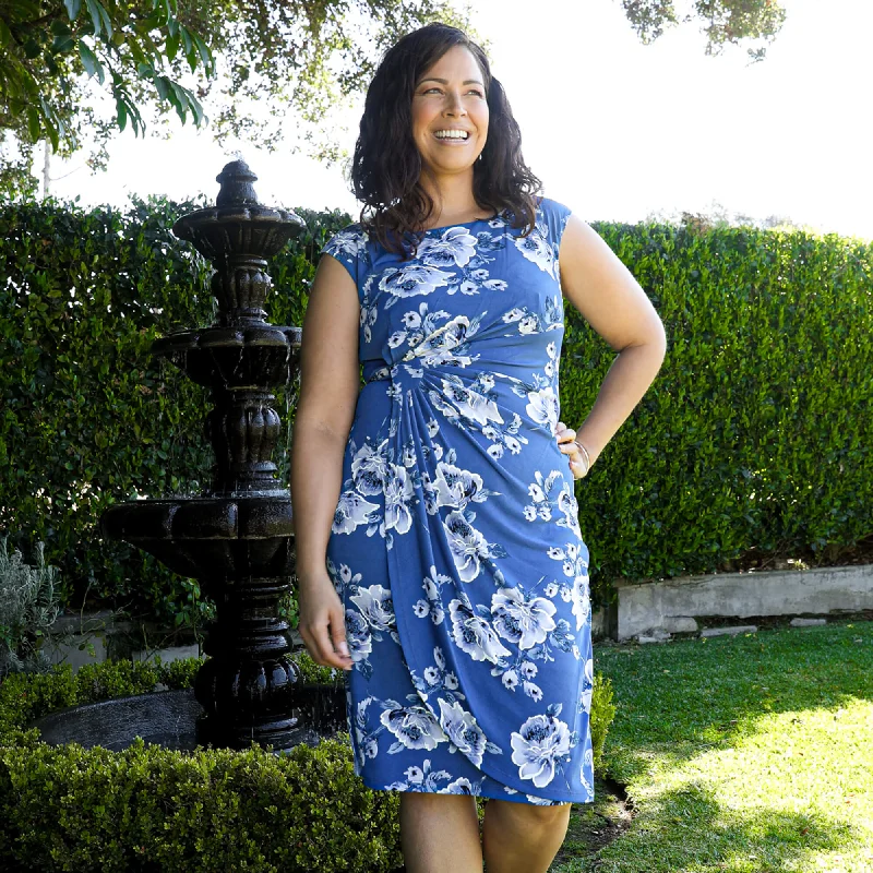 Mini cocktail dresses with a glittery finish for a party - ready styleLisa Denim Floral Faux Wrap Dress Mini cocktail dresses with a glittery finish for a party - ready styleLisa Denim Floral Faux Wrap Dress