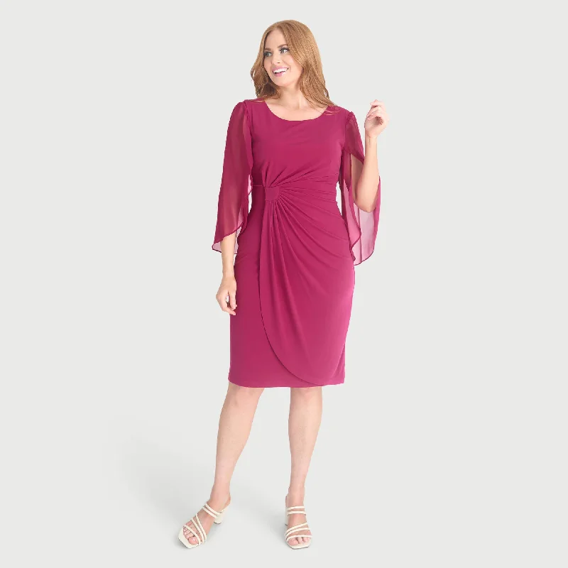 Metallic cocktail dresses with a halter neck for a glamorous occasionLisette Deep Fuchsia Faux Wrap Dress Metallic cocktail dresses with a halter neck for a glamorous occasionLisette Deep Fuchsia Faux Wrap Dress