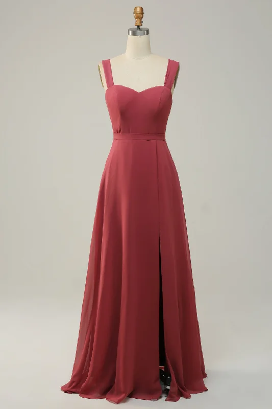 Wedding guest dresses with belted waists and knee - length skirtsSweetheart Sleeveless Long Bridesmaid Dress With Slit Wedding guest dresses with belted waists and knee - length skirtsSweetheart Sleeveless Long Bridesmaid Dress With Slit