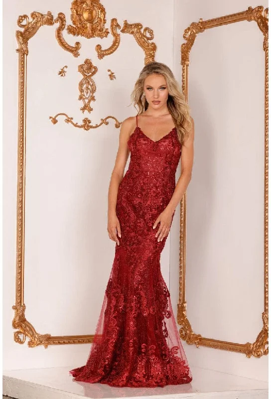 Bodycon dress with a floral print for a feminine touchTerani Couture 2215P0029 Spaghetti Strap Long Dress Bodycon dress with a floral print for a feminine touchTerani Couture 2215P0029 Spaghetti Strap Long Dress