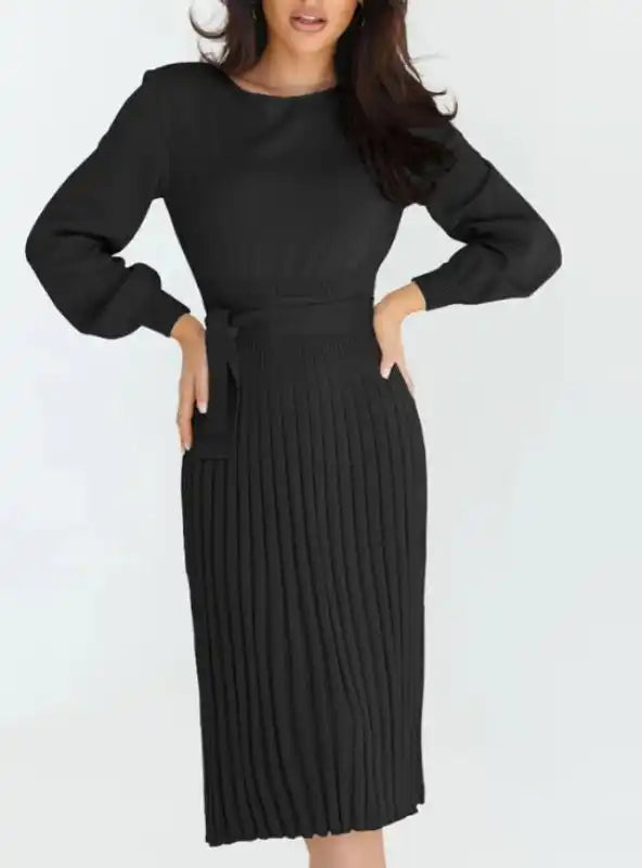 Strapless cocktail dresses with a sweetheart neckline and a full skirtWomen’s slim pleated mid-length bottoming sweater dress Strapless cocktail dresses with a sweetheart neckline and a full skirtWomen’s slim pleated mid-length bottoming sweater dress
