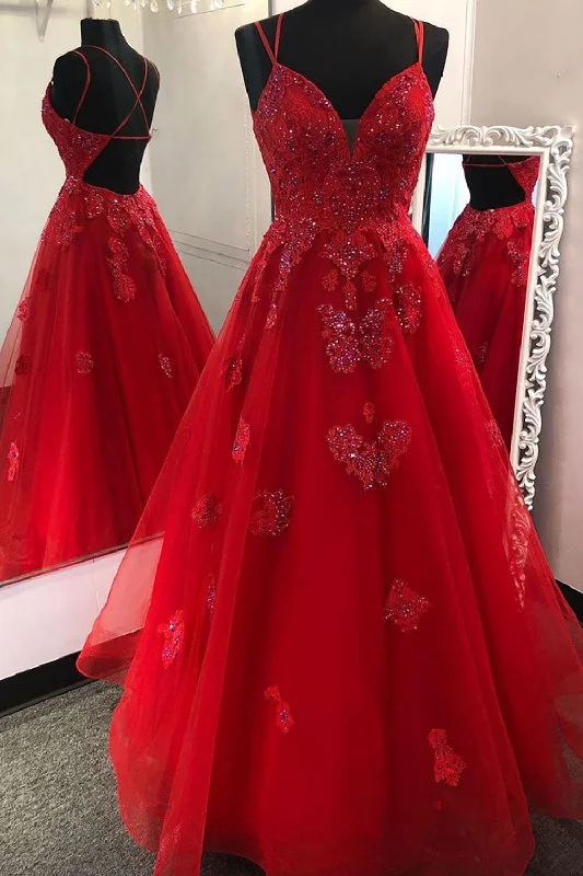 Party dresses with a one - shoulder design for a modern and unique lookA-Line Sparkly Red Long Prom Dress with Appliques Party dresses with a one - shoulder design for a modern and unique lookA-Line Sparkly Red Long Prom Dress with Appliques