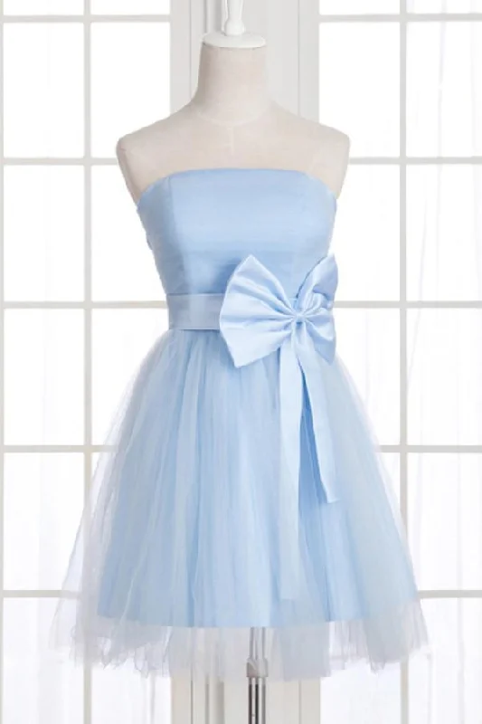 Party dresses with a geometric pattern for a contemporary lookA-Line Strapless Bowknot Short Prom Dresses Homecoming Dress PG148 Party dresses with a geometric pattern for a contemporary lookA-Line Strapless Bowknot Short Prom Dresses Homecoming Dress PG148