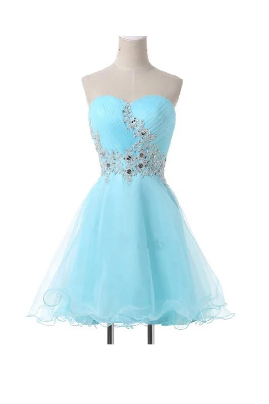 Party dresses with a denim material for a casual yet stylish lookA-Line Sweetheart Appliques Beading Lace-Up Homecoming Dress PG083 Party dresses with a denim material for a casual yet stylish lookA-Line Sweetheart Appliques Beading Lace-Up Homecoming Dress PG083