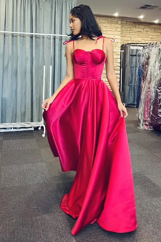 Party dresses with a metallic finish for a shiny and eye - catching effect​A-Line Sweetheart Red Corset Prom Dress