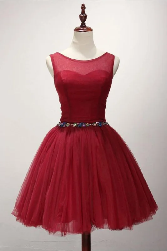 80s - inspired party dresses with bold colors and big shouldersBall Gown Scoop Neck Short Tulle Homecoming Dress With Beading PG136 80s - inspired party dresses with bold colors and big shouldersBall Gown Scoop Neck Short Tulle Homecoming Dress With Beading PG136
