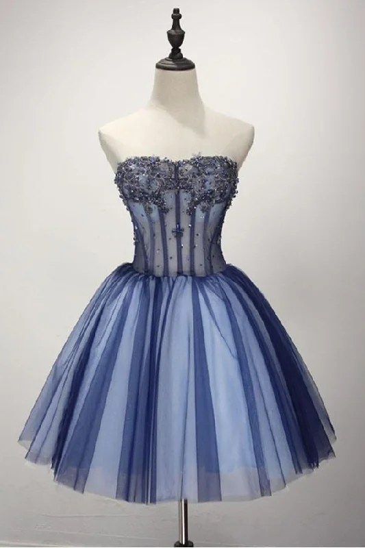 Party dresses with a detachable train for added versatilityBall Gown Strapless Short Tulle Homecoming Dress With Beading PG139 Party dresses with a detachable train for added versatilityBall Gown Strapless Short Tulle Homecoming Dress With Beading PG139