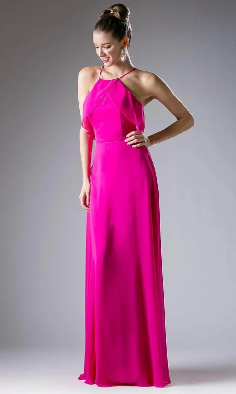 Prom dresses with cold - shoulder ruffled sleeves and floral prints for a romantic and fashionable styleCinderella Divine 13032 - Simple Thin Strapped Halter Dress Prom dresses with cold - shoulder ruffled sleeves and floral prints for a romantic and fashionable styleCinderella Divine 13032 - Simple Thin Strapped Halter Dress