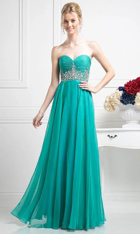 Prom dresses with lace - trimmed hems and off - the - shoulder necklines for a delicate lookCinderella Divine 7664 - Strapless Empire Chiffon Gown Prom dresses with lace - trimmed hems and off - the - shoulder necklines for a delicate lookCinderella Divine 7664 - Strapless Empire Chiffon Gown