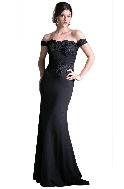 Cinderella Divine - CF158 Stretch Crepe Satin Off Shoulder Gown