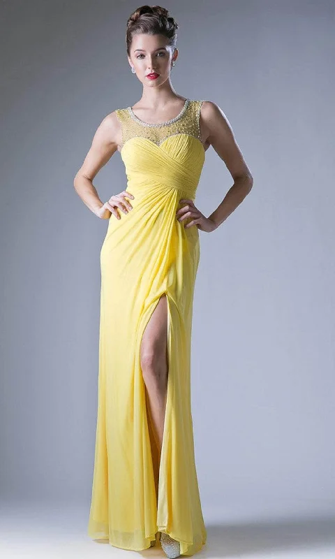 Prom dresses with metallic - colored fabrics and beaded embroidery for a glamorous promCinderella Divine XP13 - Ruched Sheer Back Long Dress Prom dresses with metallic - colored fabrics and beaded embroidery for a glamorous promCinderella Divine XP13 - Ruched Sheer Back Long Dress