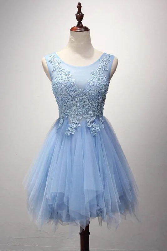Evening party dresses with a long train for a dramatic entranceA-line Scoop Neck Tulle Short/Mini Pearl Detailing Homecoming Dresses PG124 Evening party dresses with a long train for a dramatic entranceA-line Scoop Neck Tulle Short/Mini Pearl Detailing Homecoming Dresses PG124