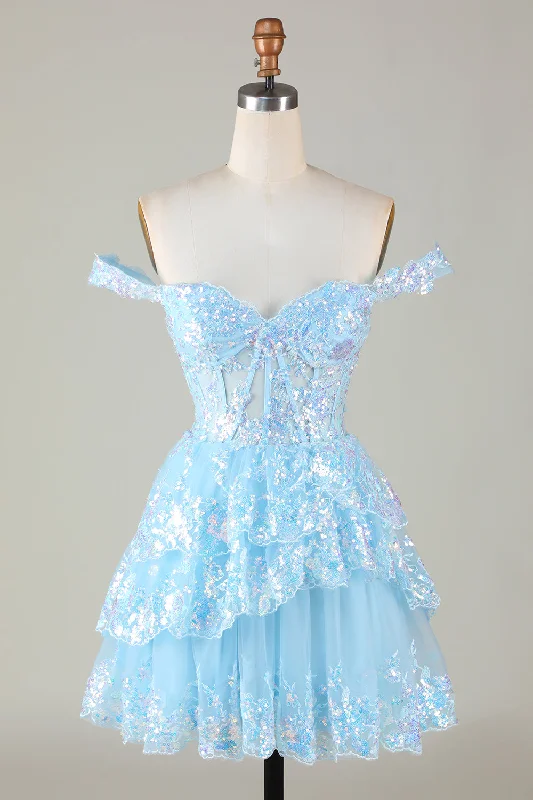 Prom party dresses with a glamorous and elegant aestheticGlitter Blue Asymmetrical A-Line Short Lace Party Dress Prom party dresses with a glamorous and elegant aestheticGlitter Blue Asymmetrical A-Line Short Lace Party Dress