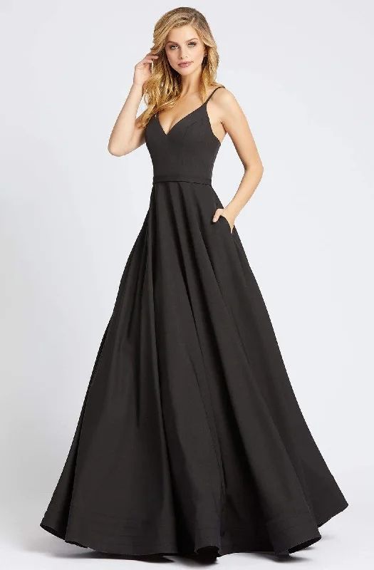 Ieena Duggal - 48855I V-Neck Sleeveless Modest Prom A-Line Dress