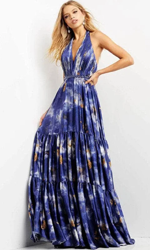 A - line formal dresses with beaded lace appliques for formal eventsJovani 08577 - Sleeveless Plunging Halter Neck Long Dress A - line formal dresses with beaded lace appliques for formal eventsJovani 08577 - Sleeveless Plunging Halter Neck Long Dress