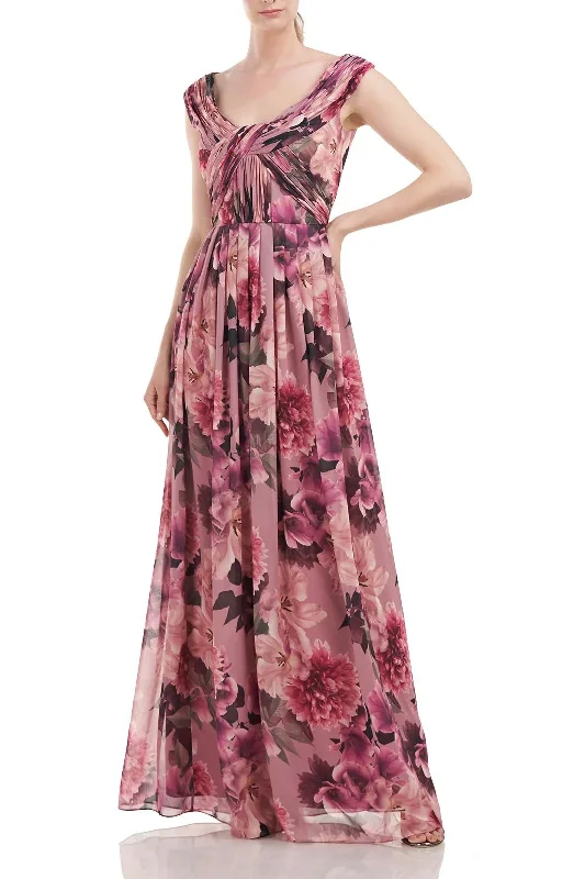 Party dresses with a peplum waist for a feminine and flattering silhouetteKay Unger 5518984 Long Formal Floral Print Chiffon Dress Party dresses with a peplum waist for a feminine and flattering silhouetteKay Unger 5518984 Long Formal Floral Print Chiffon Dress