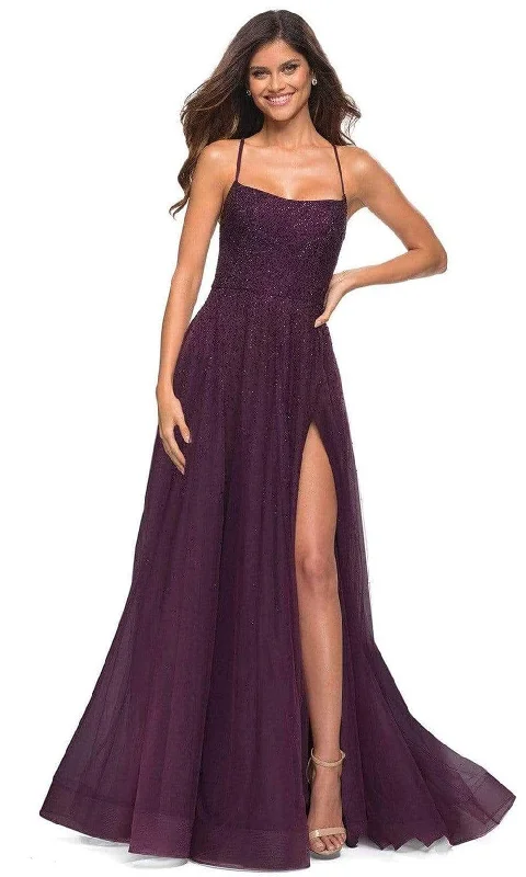 Formal dresses with side - slit pockets and beaded accents for a practical and stylish formal eventLa Femme - 30581 Beaded Flowy A-line Gown Formal dresses with side - slit pockets and beaded accents for a practical and stylish formal eventLa Femme - 30581 Beaded Flowy A-line Gown